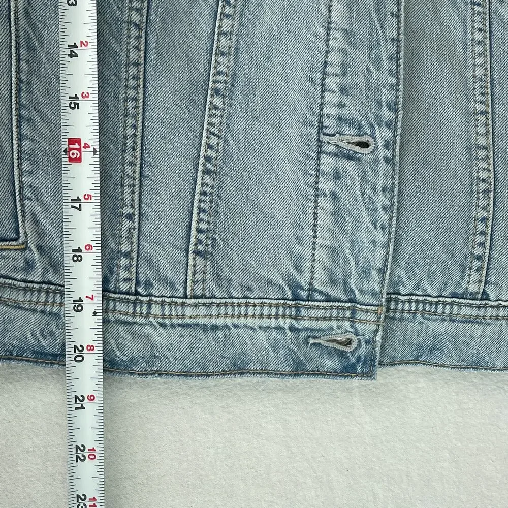 NWT American Eagle Sherpa Denim Trucker Jacket Blue Women's Size Medium - Picture 11 of 14
